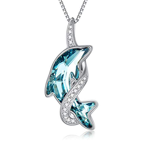 TOUPOP Delfin Halskette für Frauen s925 Sterling Silber Delfin Anhänger Schmuck, Delfin Kette für Frauen Delfin Geschenke Ozean Strand Thema Geburtstagsgeschenk für sie Mama Frau Freunde von TOUPOP