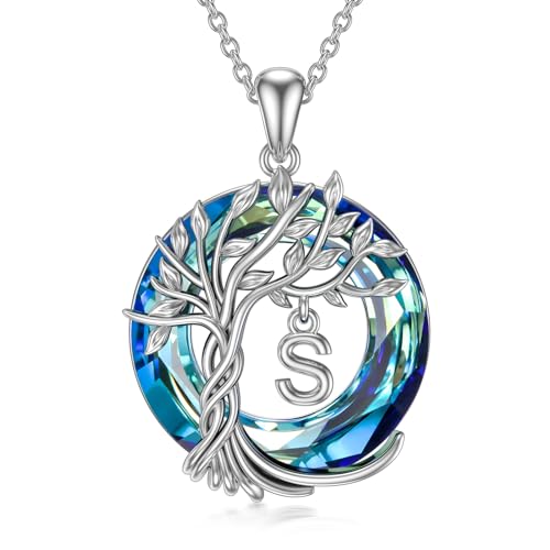 TOUPOP Lebensbaum buchstaben Kette Damen 925 Sterling silber Baum des Lebens Anfangsbuchstaben S Anhänger Blau Kristall Kreis Schmuck Geburtstag Weihnachten Geschenk für Frauen Sie Mama TOUPOP Lebensbaum buchstaben Kette Damen 925 Sterling silber Baum des Lebens Anfangsbuchstaben S Anhänger Blau Kristall Kreis Schmuck Geburtstag Weihnachten Geschenk für Frauen Sie Mama von TOUPOP