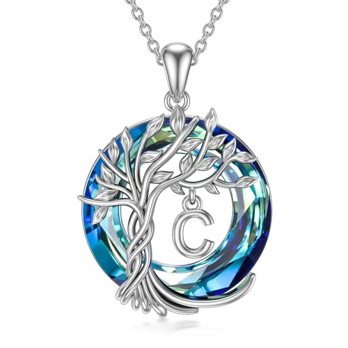 TOUPOP Baum des Lebens Kette Sterling silber Baum des Lebens C Anfangsbuchstaben Anhänger Halskette mit Blauer Kristall Schmuck Geschenke für Mütter Geburtstagsgeschenke für Frauen Damen Mädchen TOUPOP Baum des Lebens Kette Sterling silber Baum des Lebens C Anfangsbuchstaben Anhänger Halskette mit Blauer Kristall Schmuck Geschenke für Mütter Geburtstagsgeschenke für Frauen Damen Mädchen von TOUPOP