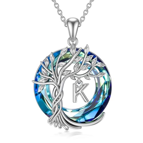 TOUPOP Baum des Lebens Kette Sterling silber Baum des Lebens K Anfangsbuchstaben Anhänger Halskette mit Blauer Kristall Schmuck Geschenke für Mütter Geburtstagsgeschenke für Frauen Damen Mädchen TOUPOP Baum des Lebens Kette Sterling silber Baum des Lebens K Anfangsbuchstaben Anhänger Halskette mit Blauer Kristall Schmuck Geschenke für Mütter Geburtstagsgeschenke für Frauen Damen Mädchen von TOUPOP