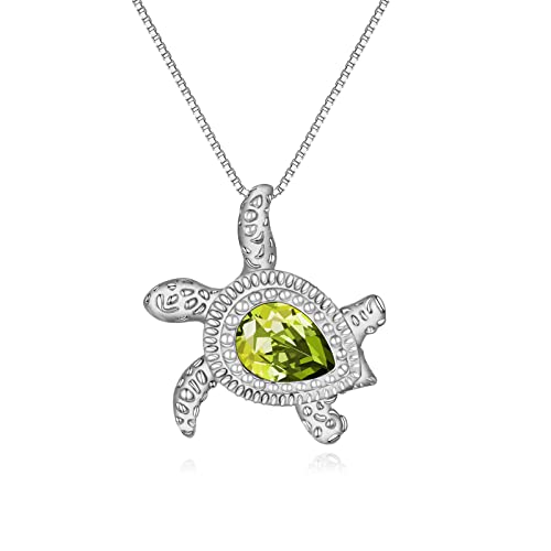 TOUPOP Schildkrötengeschenk Schildkröte Halskette 925 Sterling Silber Geburtsstein Anhänger Halsketten für Damen Weihnachtsgeschenke für Mädchen Mutter Tochter (8-August) von TOUPOP