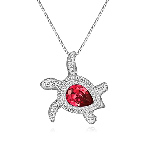 TOUPOP Schildkröte Halskette für Frauen 925 Sterling Silber Kette SchildkröteGeburtsstein Anhänger Halsketten für Damen Weihnachtsgeschenke für Mädchen Mutter Tochter(1-Januar) von TOUPOP