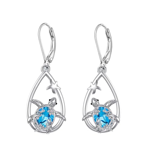 TOUPOP Schildkröte Ohrringe 925 Sterling Silber Schildkröte Ohrringe Hängend Hypoallergene Tier Schmuck Geburtstagsgeschenk für Damen Frauen Mädchen von TOUPOP