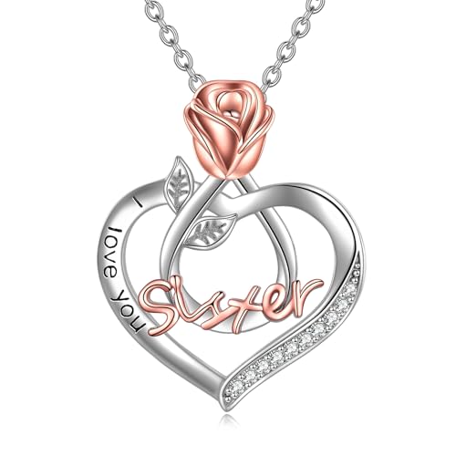 TOUPOP Schwestern Halskette Ich Liebe Dich Schwester Halskette Sterlingsilber Love Herz Rosen AnhäNger Halskette Schmuck FüR Die Schwester Geburtstagsgeschenke TOUPOP Schwestern Halskette Ich Liebe Dich Schwester Halskette Sterlingsilber Love Herz Rosen AnhäNger Halskette Schmuck FüR Die Schwester Geburtstagsgeschenke von TOUPOP