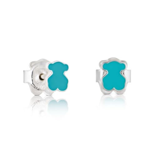 TOUS Damen Ohrringe aus Sterlingsilber mit 0,6 cm Bärenmuster und Druckknopfverschluss, einfach und vielseitig, Muffin-Kollektion von TOUS