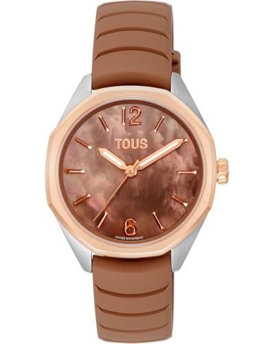 TOUS Analoguhr mit Schweizer Uhrwerk, Perlmutt-Zifferblatt und Kautschukarmband Mocca Now Lady 3000146200 von TOUS