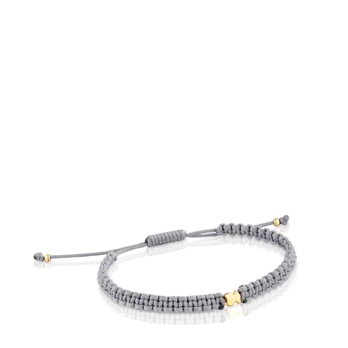 TOUS Armband aus Nylon mit Bärenmotiv, mit 18-karätigem Gold auf Silber, 17 cm lang, Kollektion Motive von TOUS