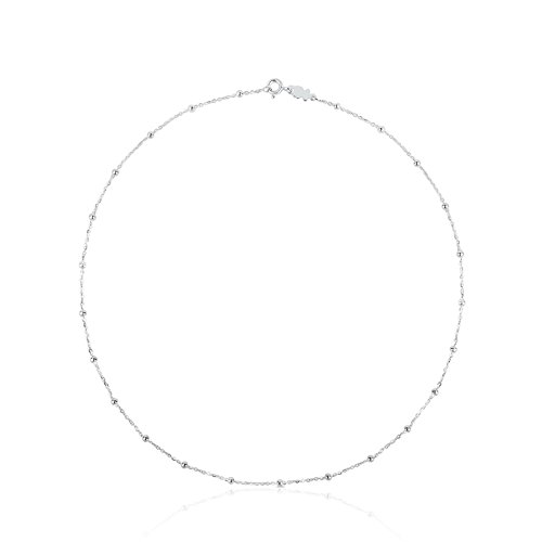 TOUS Damen Choker Halskette aus Sterlingsilber mit Eingestreuten Kugeln, 44 cm Lang, Vielseitig und Ikonisch, CHAIN ​​​​Collection von TOUS