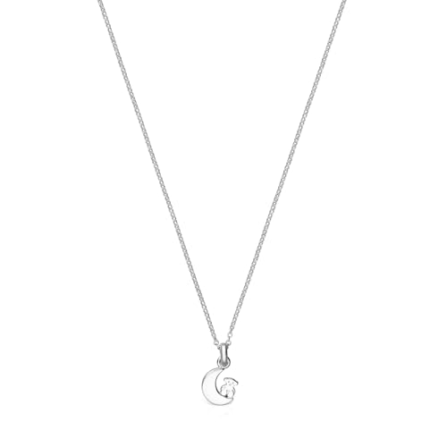 TOUS Halskette aus Sterlingsilber für Damen mit 12 mm Mondanhänger, 45 cm lang, zart und elegant, Nocturne Kollektion von TOUS
