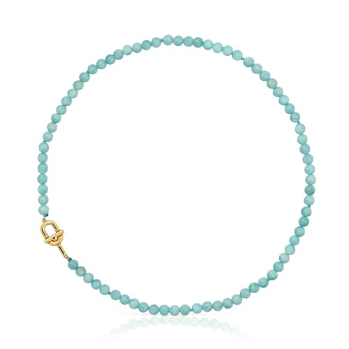 TOUS Halskette für Damen mit 18-karätigem Gold auf Sterlingsilber und Amazoniten, Kollektion Manifesto von TOUS