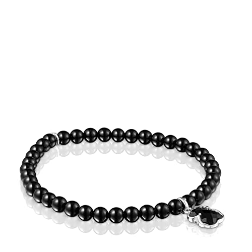 TOUS Elastisches Damenarmband aus Onyx mit Bärenmotiv in 0,9 cm Sterlingsilber, klassisch und rein, Icon Color Collection von TOUS