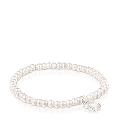 TOUS Elastisches Damenarmband aus Perlmutt mit Bärenmotiv aus Sterlingsilber 0,9 cm, Classic and Pure, Icon Color Collection von TOUS