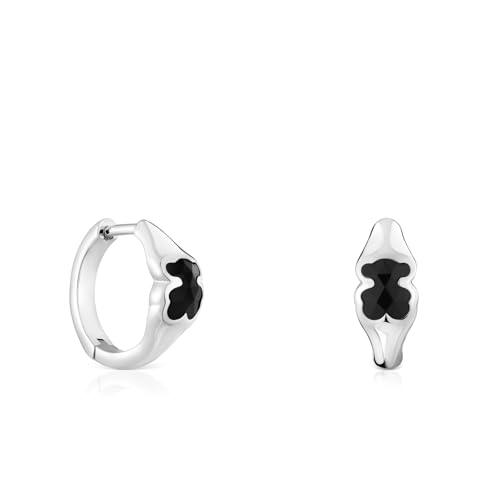 TOUS Damen Creolen aus Sterlingsilber mit 10 mm Onyx Bärenmuster, Icon Color Collection von TOUS