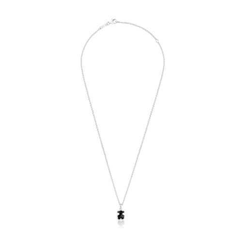 TOUS Kurze Halskette für Damen aus Sterlingsilber und Motiv Bär in Onyx, Kollektion Icon Color von TOUS