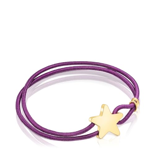 TOUS Lila Elastisches Armband für Damen mit Sternmotiv mit 18-karätigem Gold auf Sterling Silber, Kollektion Sweet Dolls von TOUS