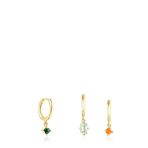 TOUS TOUS Good Vibes Damenohrringe mit 18-karätigem Gold auf Sterlingsilber und Edelsteinen, Kollektion TOUS Good Vibes von TOUS