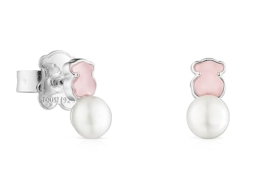 TOUS Ohrringe aus Sterlingsilber für Damen mit Druckknopfverschluss und 1,05 cm Quarzit- und Perlenmuster, vielseitig und kombinierbar, Mini Color Kollektion von TOUS