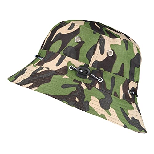 Toutacoo, Sommerhut, Sonnenhut, Hut, Ganzjahreshut, verstellbar, faltbar– Damen Herren Unisex - Grün/Schwartz Camouflage von Toutacoo