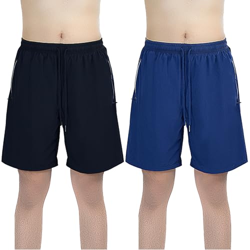 TOUVE Badehose Herren, 2er Pack Schnelltrocknend Badeshorts mit Reißverschlusstasche, Atmungsaktiv Schwimmhose Boardshorts für Männer Sporthose, Elastisch Verstellbar Mit Tunnelzug Meshfutter von TOUVE