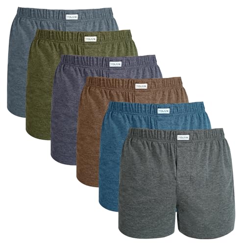 TOUVE Boxershorts Herren, 6er Pack Modal Bio-Baumwolle Boxershorts, Lockere, Weiche, Bequem, Hautfreundlich, Atmungsaktiv, Unverzichtbar für die Freizeit zu Hause von TOUVE