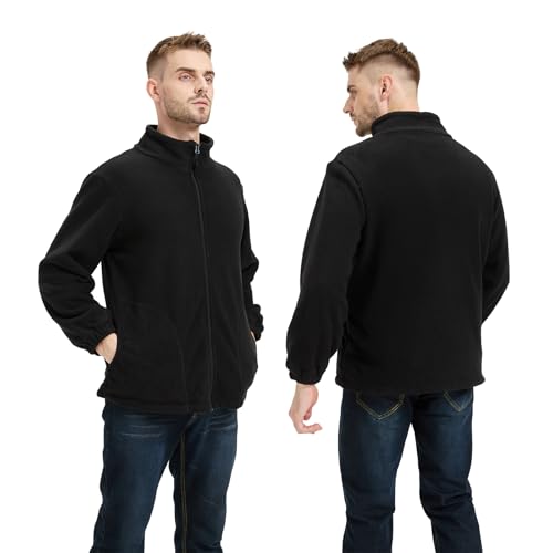 TOUVE Fleece Jacke Herren Full Zip, Klassische Passform Herren Fleecejacke mit Durchgehendem Fleece-Reißverschlussjacke, Windschutz und Isolierung von TOUVE