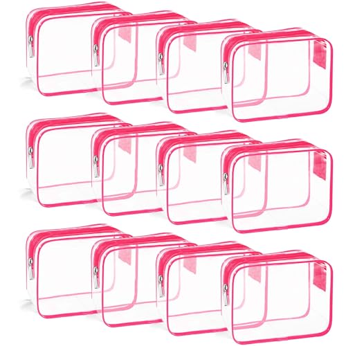 TOUYINGER TSA-zugelassener Kulturbeutel, transparent, Reise-Kulturbeutel, Make-up-Kosmetiktaschen-Set für Damen und Herren, tragbare Kulturtasche für Reisen, Badezimmer und Organisation (Rosenrot, 12 TOUYINGER TSA-zugelassener Kulturbeutel, transparent, Reise-Kulturbeutel, Make-up-Kosmetiktaschen-Set für Damen und Herren, tragbare Kulturtasche für Reisen, Badezimmer und Organisation (Rosenrot, 12 von TOUYINGER