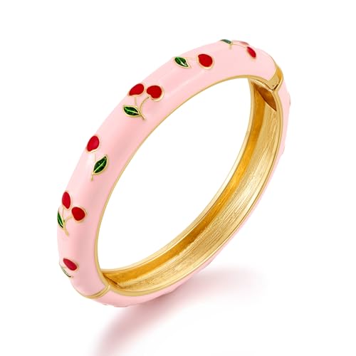 TOVABA Damen Armreif Kirsch Handgefertigt, Nickelfrei & Farbtreu, Modischer Emaille-Schmuck – Stilvolles Geschenk für Frauen & Mädchen von TOVABA