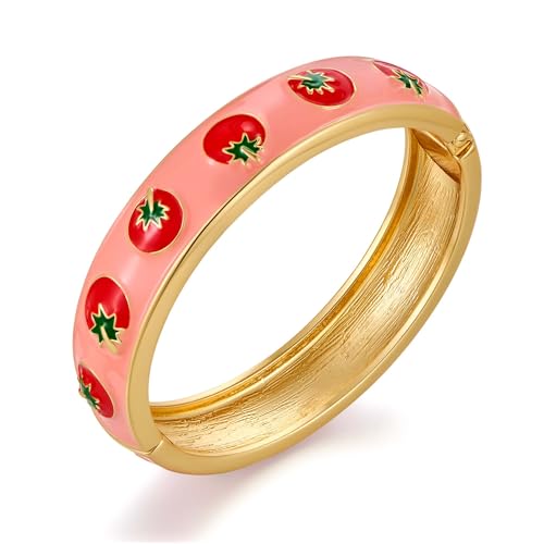 TOVABA Damen Armreif Tomaten Handgefertigter Emaille Schmuck, Allergiefrei & Farbtreu – Modisches Geschenk für Frauen & Mädchen von TOVABA