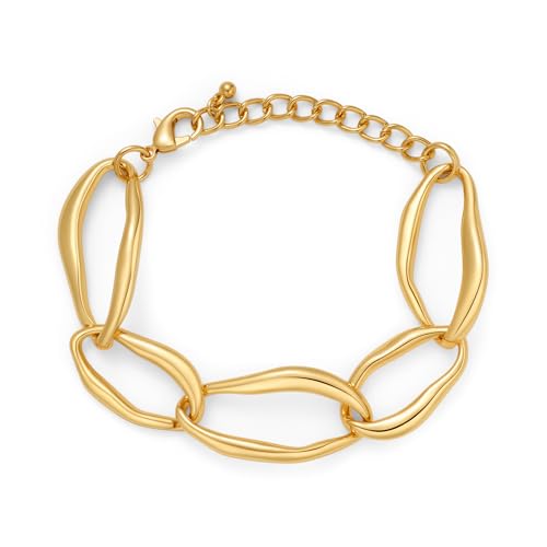 TOVABA Armband Gold Damen – Eleganter Armreif Gold mit Organischen Kettengliedern, Hautfreundlich & Farbtreu, Geschenk für Frauen, Armband für Alltag & Anlass von TOVABA