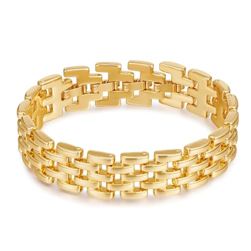 TOVABA Damen Armreif Armband Gold – Gliederdesign Armband Für Frauen, Hautfreundlich, Kein Verblassen, Eleganter Modeschmuck Für Alltag & Business Outfits von TOVABA