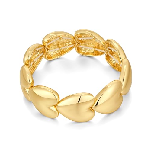 TOVABA Damen Armreif Gold Herz Mit Herzgliedern – Glänzendes Design, Hautfreundlich, Kein Verblassen, Modischer Schmuck Für Frauen Als Ausdruck Von Stil & Persönlichkeit von TOVABA