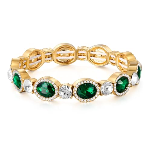 TOVABA Damen Armreif Gold Mit Smaragdgrünen Kristallen – Ovales Design Mit Weißen Akzentsteinen, Hautfreundlich, Kein Verblassen, Eleganter Schmuck Für Frauen Mit Stil TOVABA Damen Armreif Gold Mit Smaragdgrünen Kristallen – Ovales Design Mit Weißen Akzentsteinen, Hautfreundlich, Kein Verblassen, Eleganter Schmuck Für Frauen Mit Stil von TOVABA