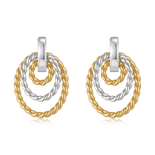 TOVABA Damen Ohrringe Bicolor Gold & Silber – Handgefertigte Ohrringe im modernen Spiral-Design, Hypoallergen & Farbtreu – Eleganter Schmuck für Frauen von TOVABA