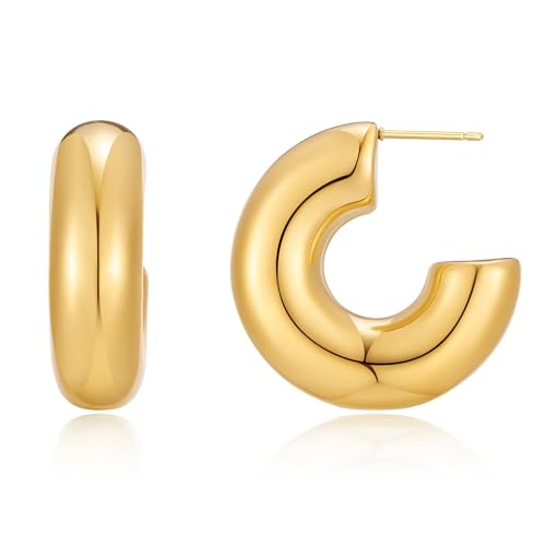 TOVABA Damen Ohrringe Gold Halboffenes Runddesign – Hautfreundlich, Kein Verblassen, Modischer Ohrschmuck Für Frauen Mit Stil, Elegantes Accessoire Für Alltag & Büro von TOVABA