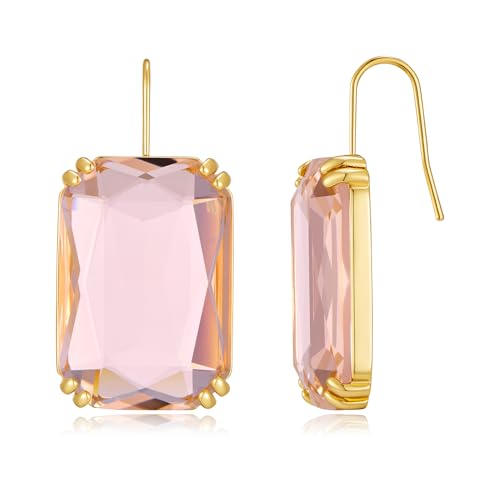 TOVABA Damen Ohrringe Rosa Kristall Handgefertigt – Elegante Hängeohrringe mit Vergoldung, Hypoallergen & Farbtreu – Modernes Schmuckdesign, Geschenk für Frauen von TOVABA