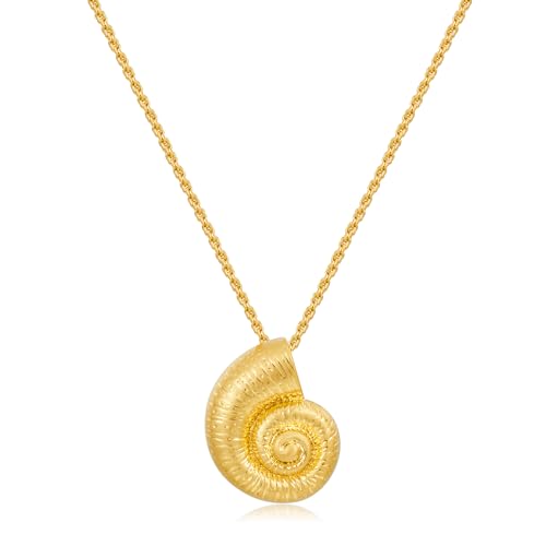 TOVABA Gold Muschelkette Damen, Goldene Sommer Kette Damen mit Muschel-Anhänger, Hypoallergen und Langlebig, Stilvolle Goldkette für Frauen von TOVABA