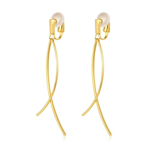TOVABA Clip Ohrringe Damen, Elegante Goldene Ohrclips für Damen, Anti-Allergische, Langlebige Ohrschmuck mit Modernem Design, Geschenkidee von TOVABA