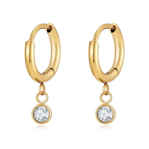 TOVABA Edelstahl Creolen Gold Ohrringe Damen Mit Zirkonia-Anhänger – Goldene Ohrringe Hypoallergen, Kein Verblassen, Elegantes Design Als Geschenk Für Frauen TOVABA Edelstahl Creolen Gold Ohrringe Damen Mit Zirkonia-Anhänger – Goldene Ohrringe Hypoallergen, Kein Verblassen, Elegantes Design Als Geschenk Für Frauen von TOVABA