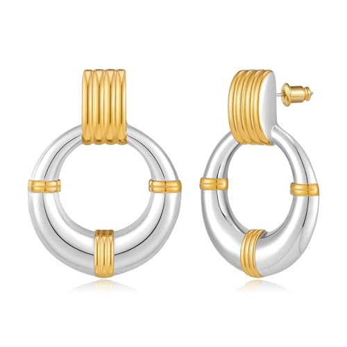 TOVABA Damen Ohrringe Aus Edelstahl In Silber-Gold Optik – Geometrisches Design, Hautfreundlich, Kein Verblassen, Moderner Ohrschmuck Als Stilvolles Geschenk Für Frauen TOVABA Damen Ohrringe Aus Edelstahl In Silber-Gold Optik – Geometrisches Design, Hautfreundlich, Kein Verblassen, Moderner Ohrschmuck Als Stilvolles Geschenk Für Frauen von TOVABA