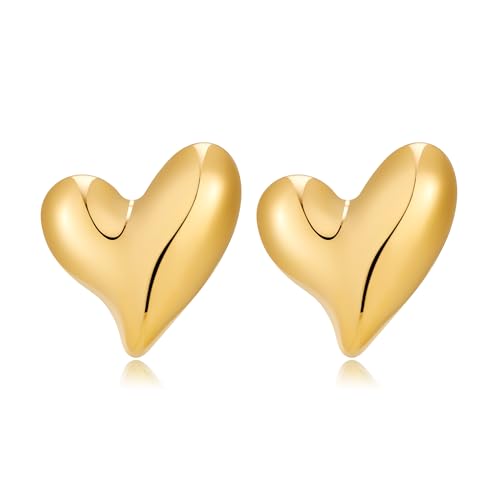 TOVABA Gold Herz Ohrringe Edelstahl Damen Mit Herzform – Hautfreundlich, Kein Verblassen, Abstraktes Design Für Frauen Als Ausdrucksstarker Ohrschmuck TOVABA Gold Herz Ohrringe Edelstahl Damen Mit Herzform – Hautfreundlich, Kein Verblassen, Abstraktes Design Für Frauen Als Ausdrucksstarker Ohrschmuck von TOVABA