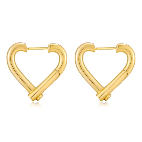 TOVABA Damen Ohrringe Herz Gold – Stilvolle Creolen in Herz-Design, Hautfreundlich & Farbtreu, Elegantes Geschenk für Frauen von TOVABA