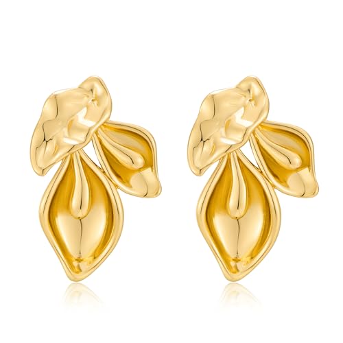 TOVABA Ohrringe Gold Blumen Damen – Stilvolle Ohrringe für Alltag & Anlass, Allergiefreundlich, Kein Verblassen, Geschenkidee für Frauen von TOVABA