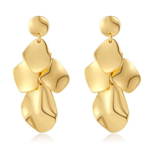 TOVABA Ohrringe Hängend Gold Damen, Statement Ohrringe mit Modernem Design, Elegante Große Ohrringes in Gold, Hypoallergen und Langlebig, Accessoires für Frauen von TOVABA
