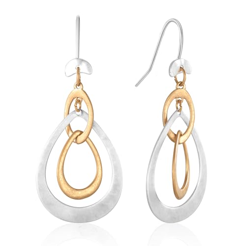 TOVABA Silber und Gold Statement Ohrringe Damen, Hängende Ohrringe mit Modernem Design, Große Ohrringes in Silber und Gold, Hypoallergen, Elegante Accessoires für Frauen von TOVABA