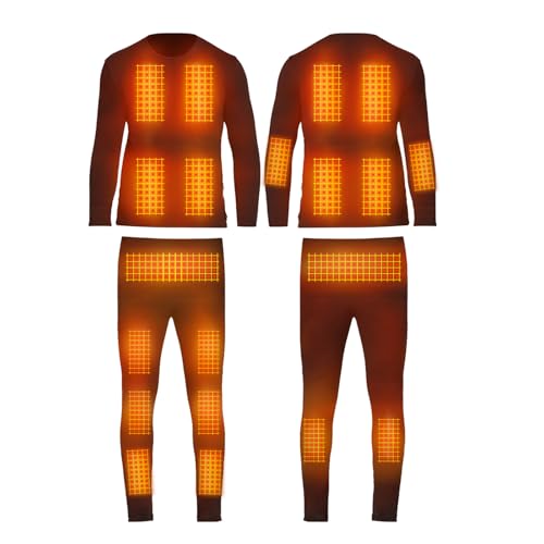 TOVCHEI 20 Zones Beheiztes Thermo-Unterwäsche-Set Mit App-Steuerung, Mit Fleece Gefüttertes Long Johns Baselayer-Set Hemdhose,Schwarz,XL von TOVCHEI