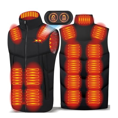 TOVCHEI Beheizte Weste Für Männer 17 Zonen Smart Elektrische Heizweste Leichte Beheizte Jacke Warmer Mantel, Batterie Nicht Im Lieferumfang Enthalten,Schwarz,XL von TOVCHEI