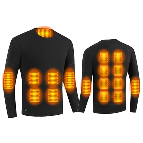 TOVCHEI Elektrisch Beheizte Unterwäsche Tops Für Männer 16 Zone Heizung Thermoshirt Langarm Unterwäsche Fleece Gefüttert,Schwarz,XXL von TOVCHEI