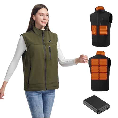 TOVCHEI Weiche Beheizte Weste Für Frauen Männer Smart Heizjacke Leichter Wärmender Mantel 9 Heizzonen,Grün,M von TOVCHEI