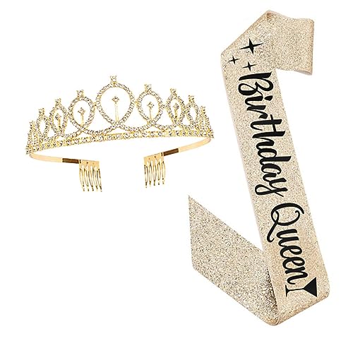 TOVINANNA Geburtstagsschärpe und Krone Set mit Dekorativem Kronenkamm-design Geburtstags-schultergurt Eleganter Gürtel von TOVINANNA