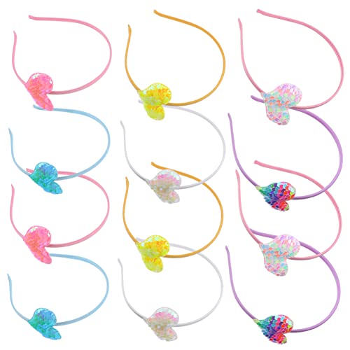 TOVINANNA 12stücke Herz Haarband Für Mädchen Bunte Sequins Haarreifen Für Mädchen Für Geburtstagsfeiern Valentinstag Und Festliche Anlässe von TOVINANNA